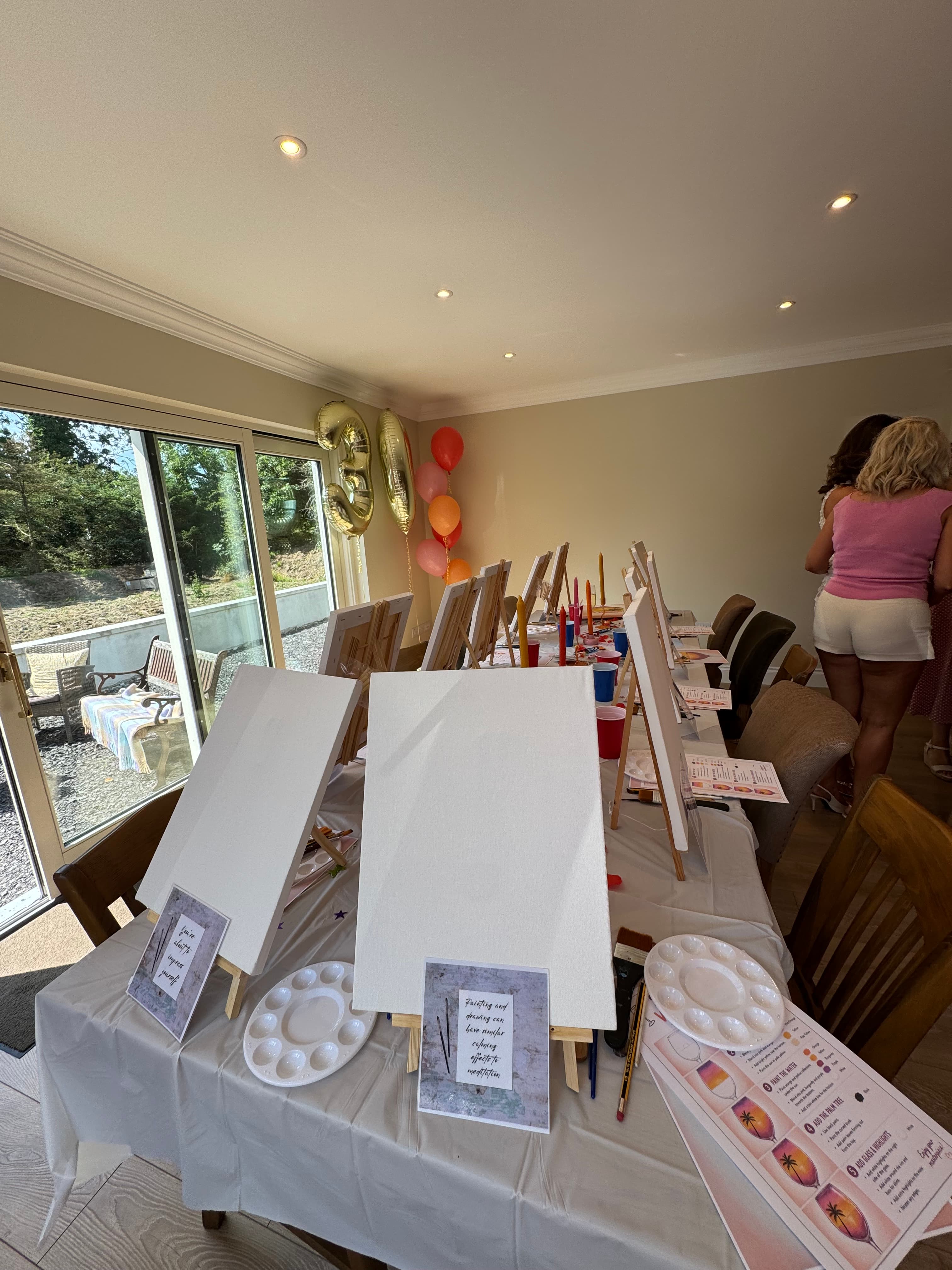 Group of people at a sip and paint event